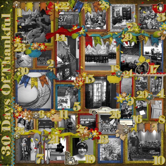 Digital Layout using Little Feet Digital Designs 30 days of Thankful kit