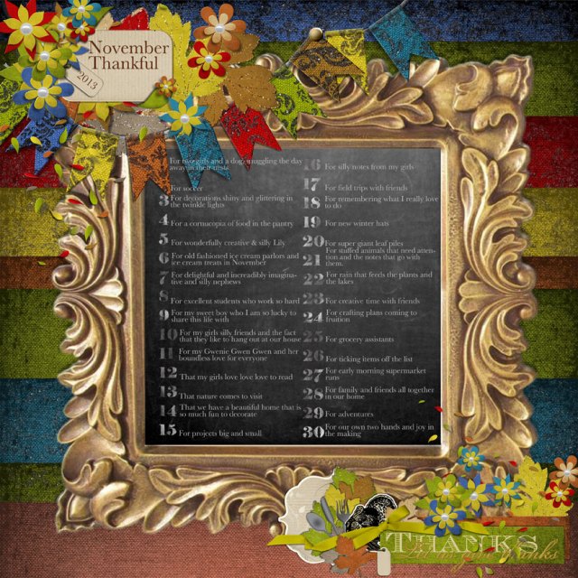 Thankful List using LIttle Feet Digital Designs 30 Days of Thanks / Cornucopia kit